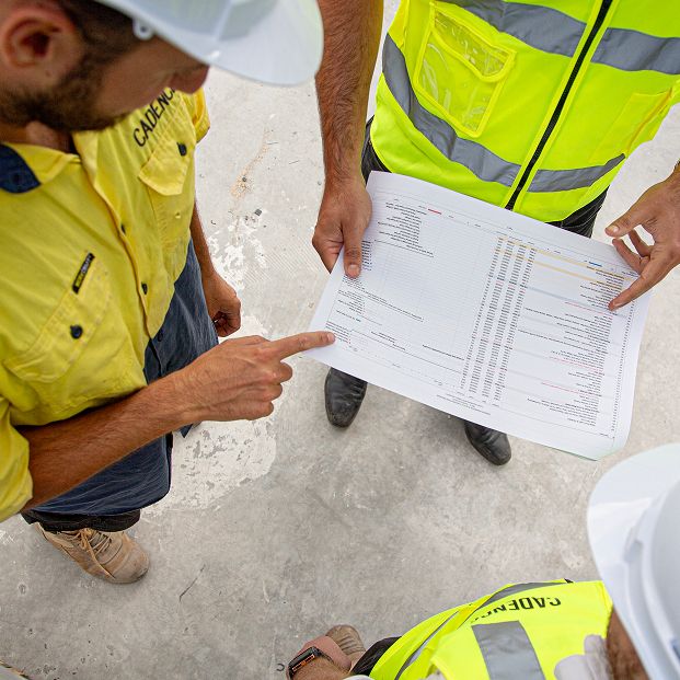 Cadence team members on a construction site
